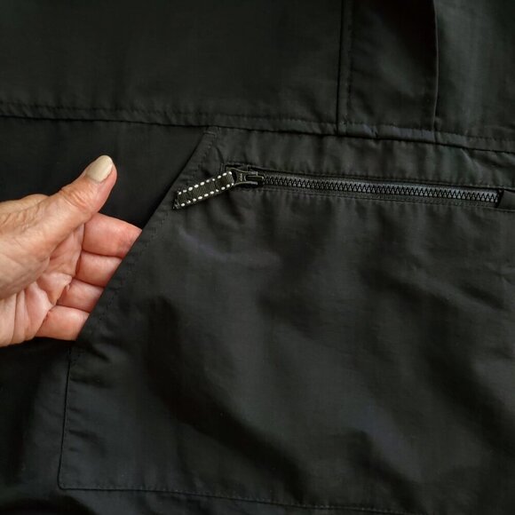 Lands End Boys Girls Half Zip Rain Jacket PouchZip Pocket Outerwear Black Sz 6-8 - Picture 7 of 16